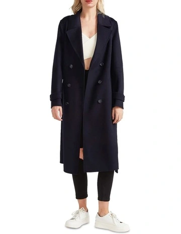 Front Runner Belted Coat in Navy