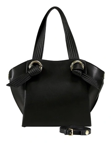 Heart Of Gold Leather Shoulder Bag in Black