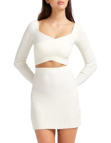 C'est Belle Knit Mini Skirt in Cream