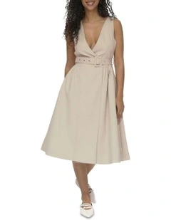 Miss Independence Midi Dress in Sand