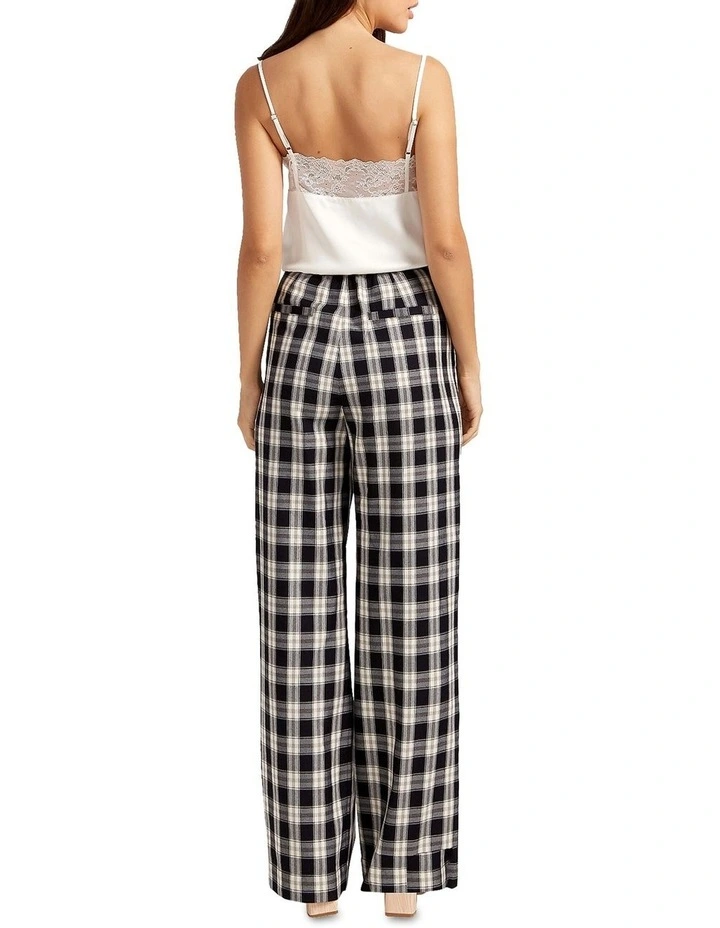 Dominoes Wide Leg Check Pant in Black Multi image 3