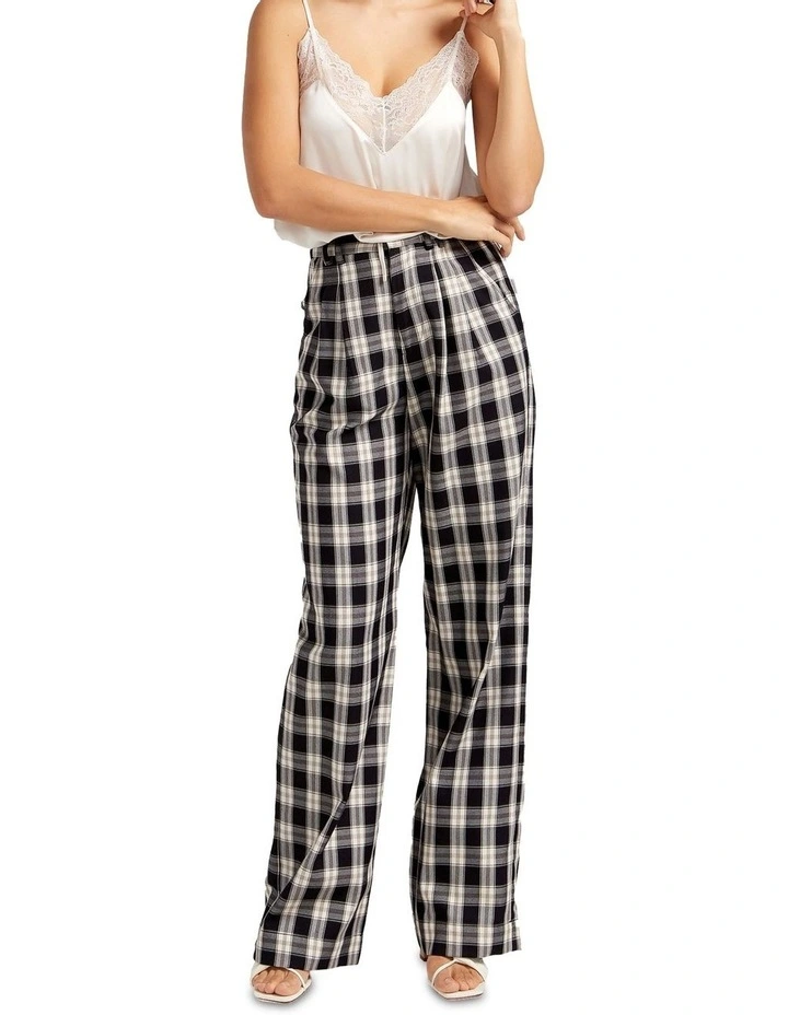 Dominoes Wide Leg Check Pant in Black Multi image 4