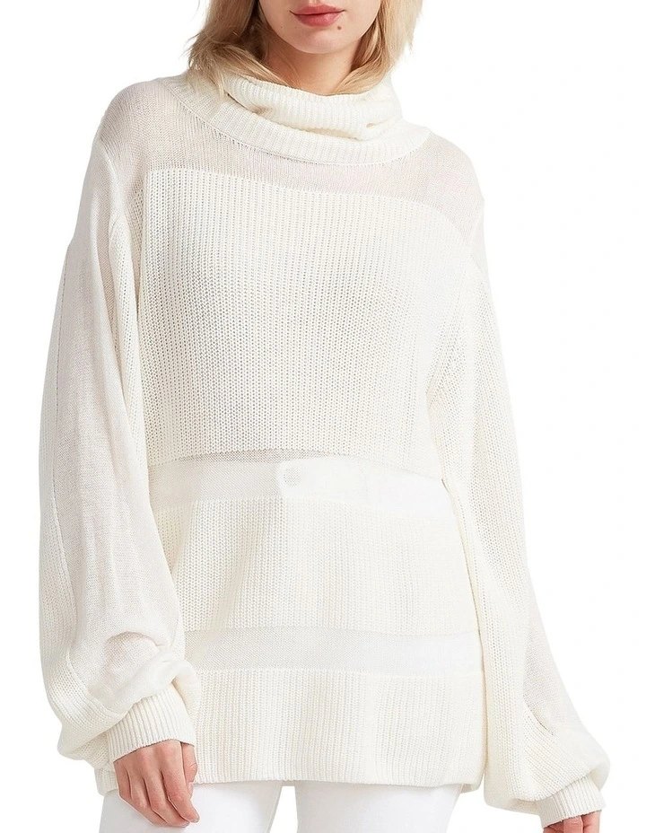 Nevermind Sheer Panelled Knit in Cream image 1