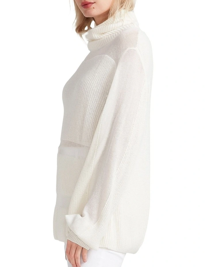 Nevermind Sheer Panelled Knit in Cream image 2