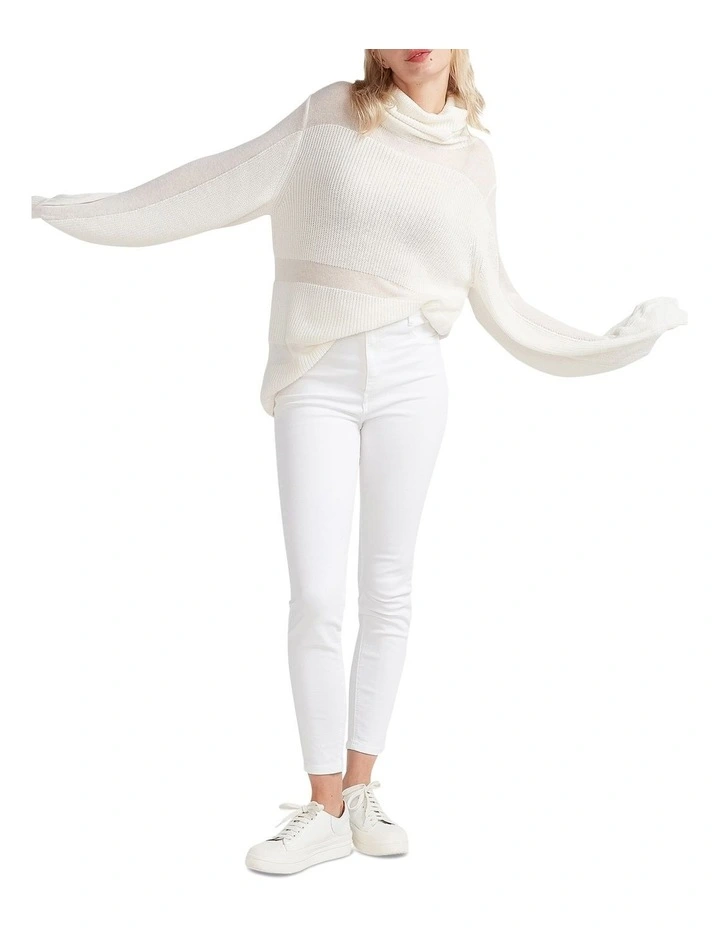 Nevermind Sheer Panelled Knit in Cream image 5