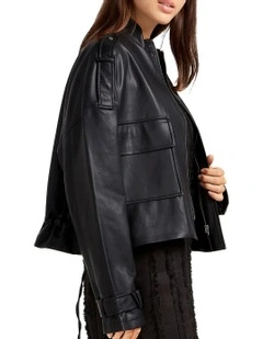 Reload Draped Leather Look Jacket
