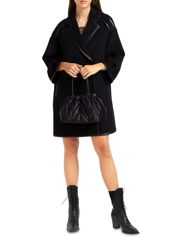 Incomplete Kiss Trimmed Coat in Black image 6