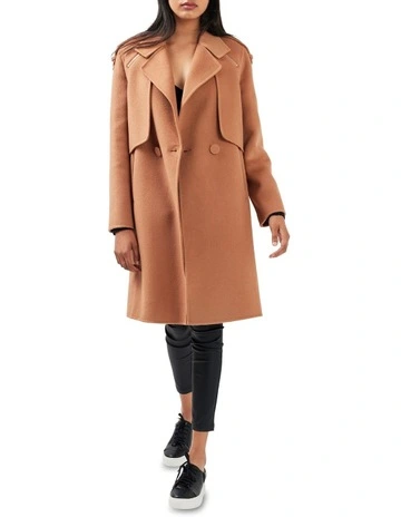 Palm City Wool Blend Coat in Camel
