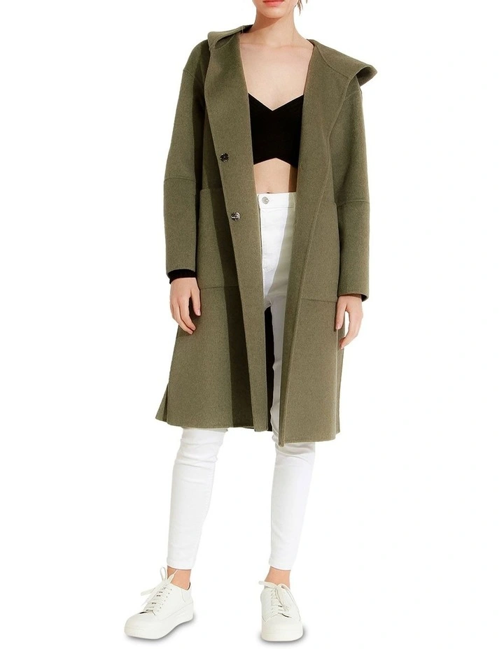 Walk This Way Wool Blend Oversized Coat in Green image 1
