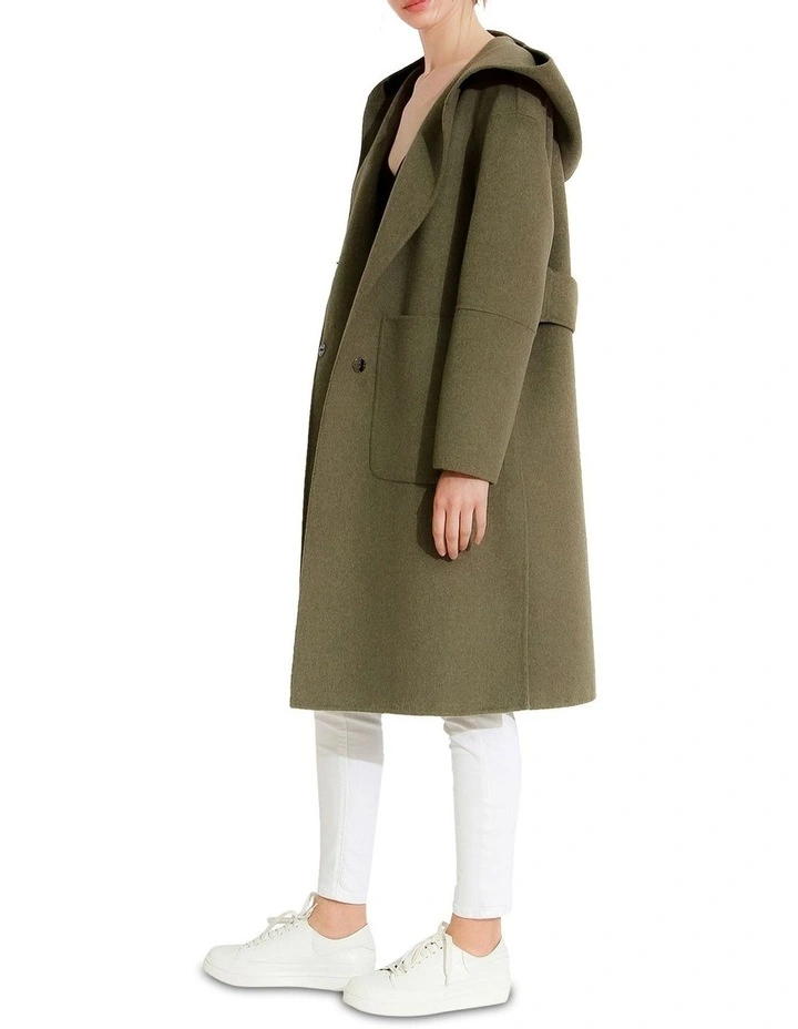 Walk This Way Wool Blend Oversized Coat in Green image 2