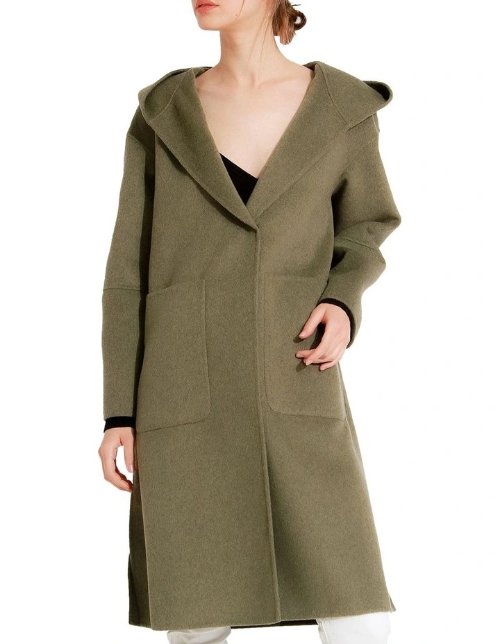 Walk This Way Wool Blend Oversized Coat in Green image 4