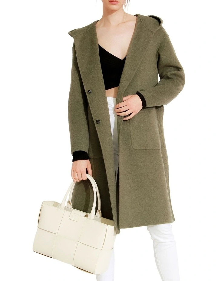 Walk This Way Wool Blend Oversized Coat in Green image 5