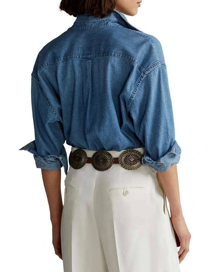 Denim High-Low Shirt Cream image 2