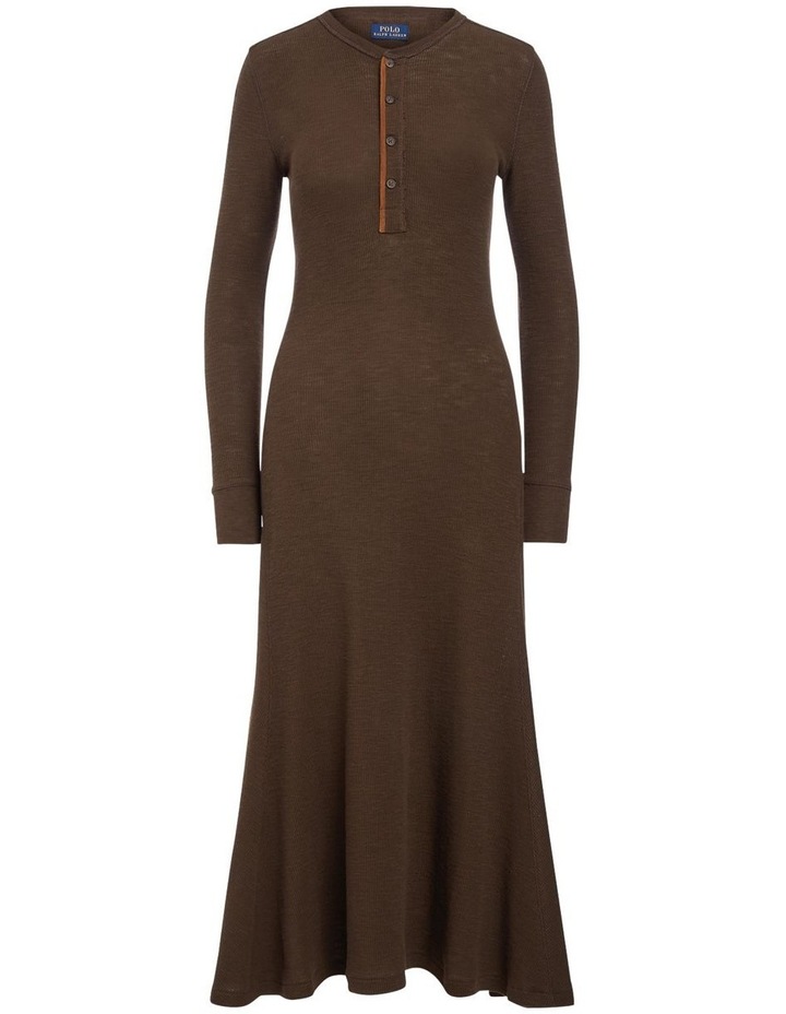 Suede-Trim Henley Dress in