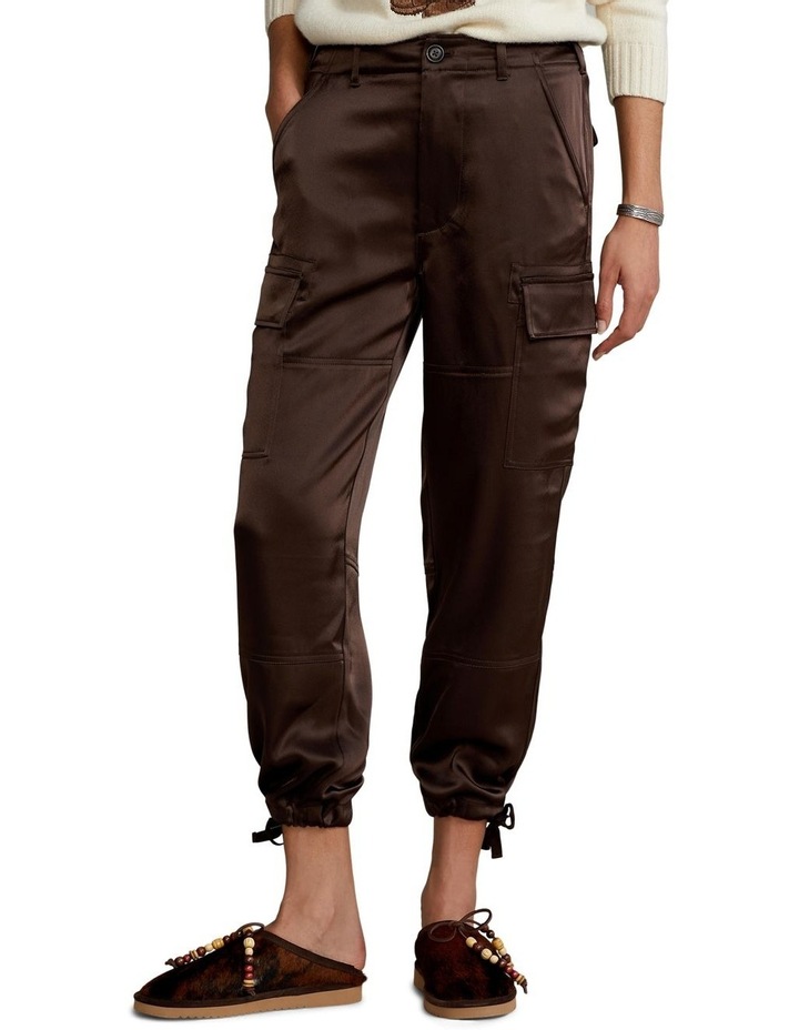 Satin Cargo Pant in Brown