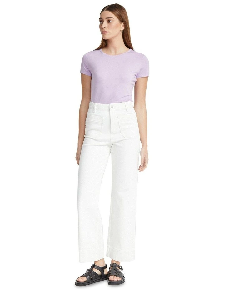 Alexa Patch Pocket Wide Leg Jeans in Ecru image 1