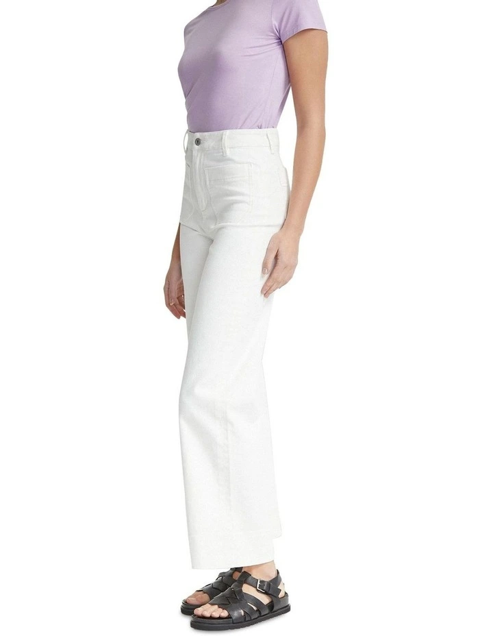 Alexa Patch Pocket Wide Leg Jeans in Ecru image 2
