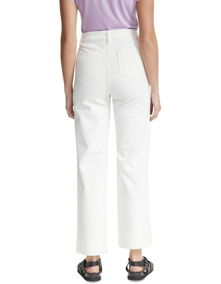 Alexa Patch Pocket Wide Leg Jeans in Ecru image 3