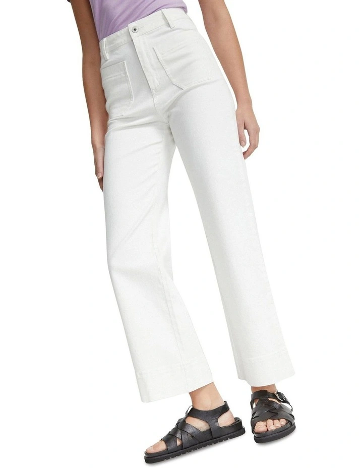 Alexa Patch Pocket Wide Leg Jeans in Ecru image 4