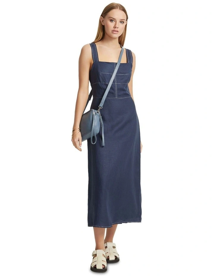 Longoria Linen Blend Dress in Navy image 1
