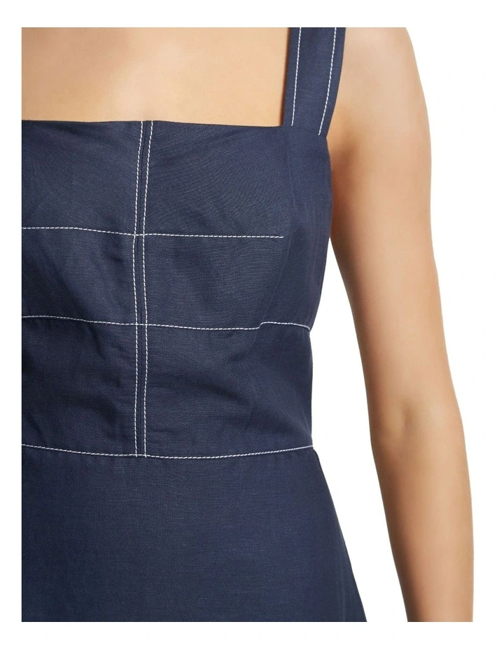 Longoria Linen Blend Dress in Navy image 6