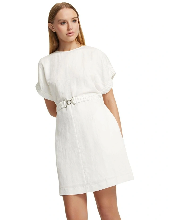 Canada Linen Blend Dress in Ivory image 4