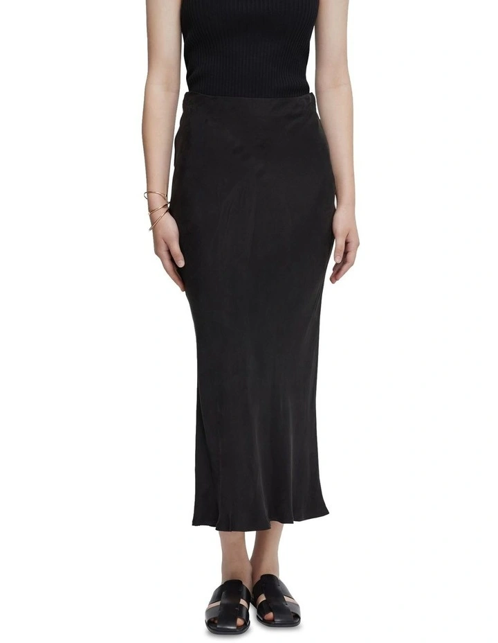 Adele Bias Cut Skirt in Black image 1