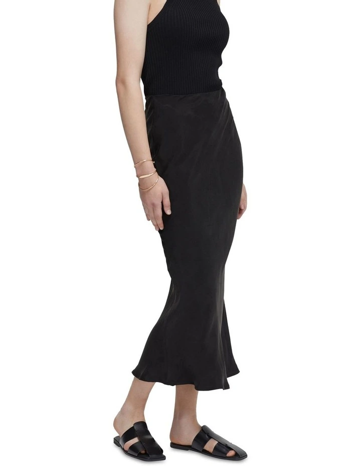 Adele Bias Cut Skirt in Black image 2