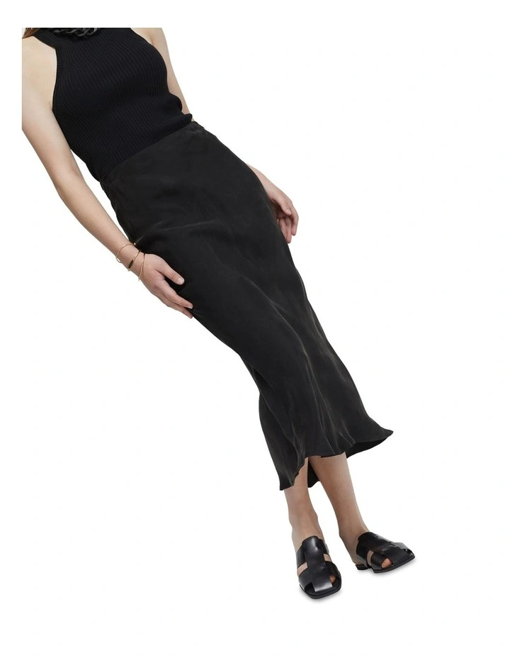 Adele Bias Cut Skirt in Black image 4