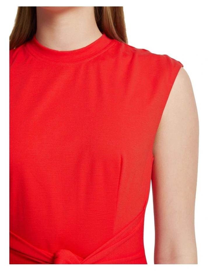 Eliza Tie Front Ponti Dress in Red image 6