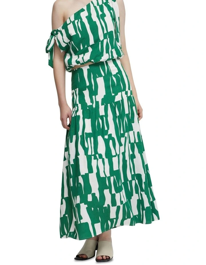 Olivia Printed Skirt in Green image 1