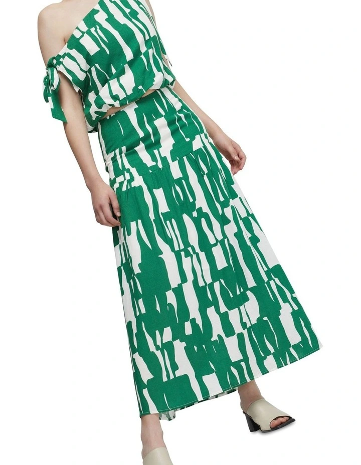 Olivia Printed Skirt in Green image 4
