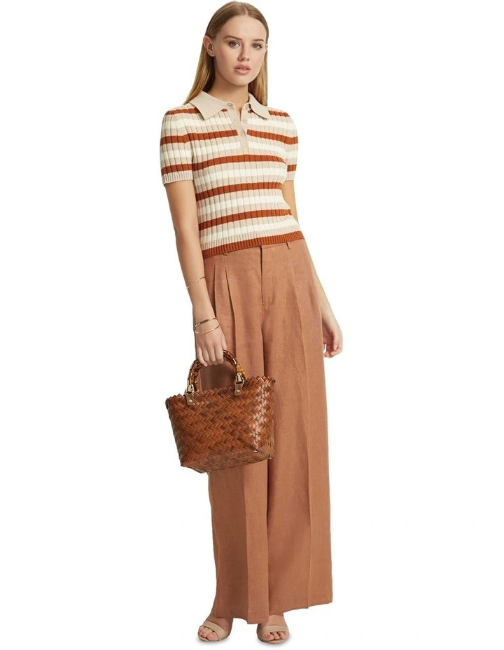 Marley Cotton Striped Polo in Sand image 1