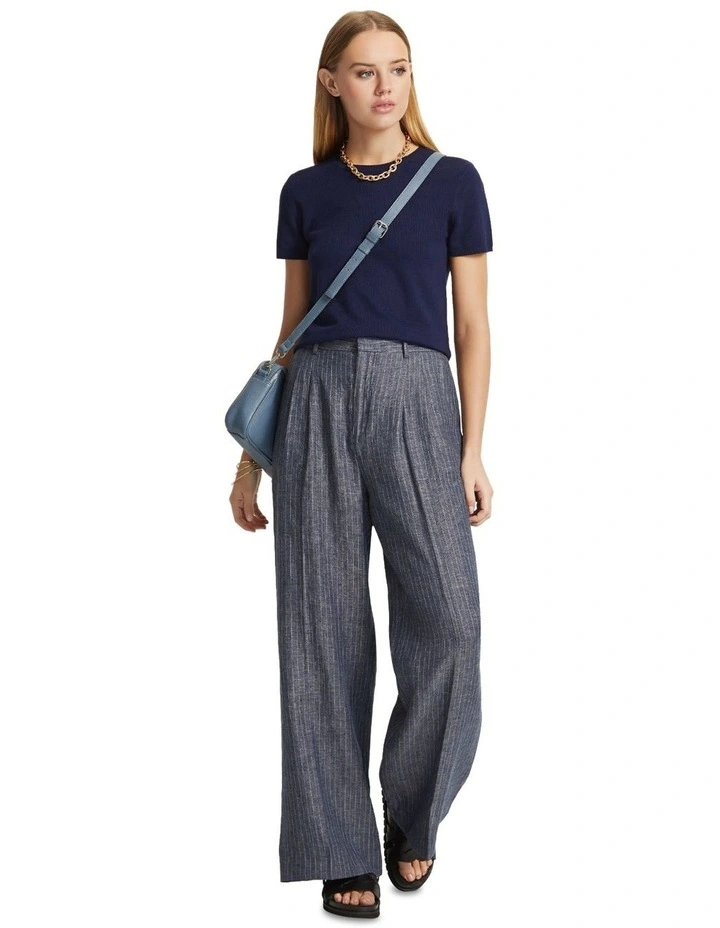 Olivia Crop Knit Top in Navy image 1