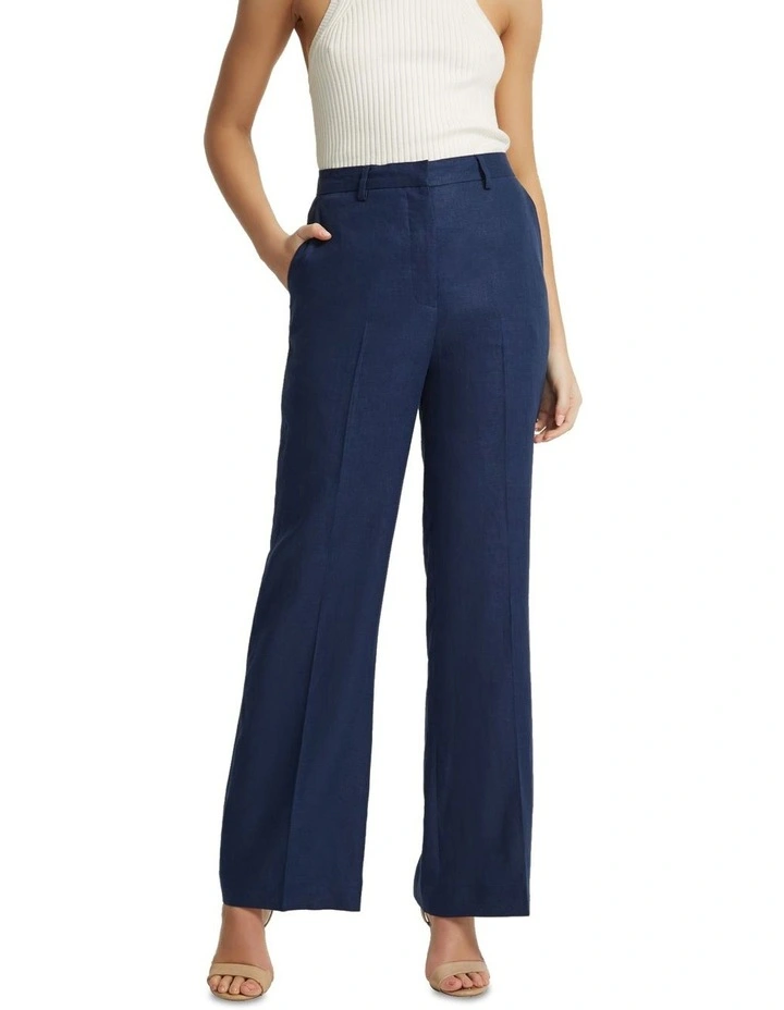 Lauren Linen Wide Leg Pants in Indigo Blue image 1