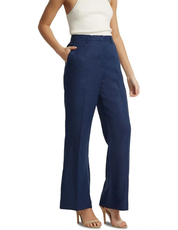 Lauren Linen Wide Leg Pants in Indigo Blue image 2