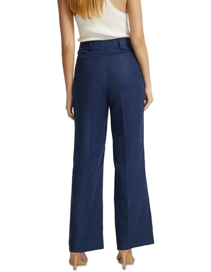 Lauren Linen Wide Leg Pants in Indigo Blue image 3