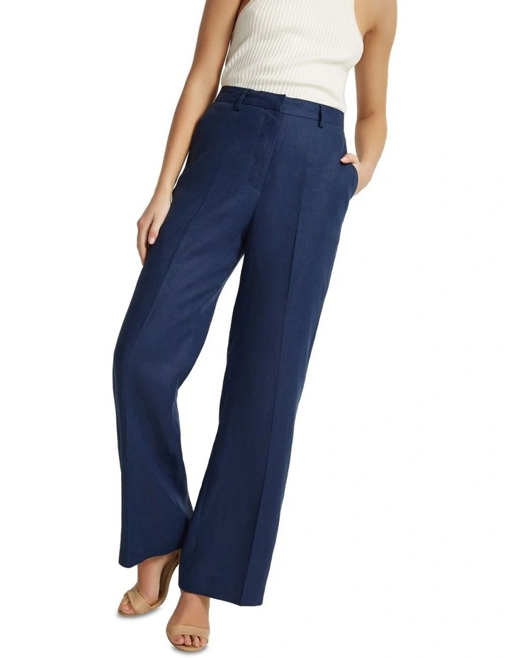 Lauren Linen Wide Leg Pants in Indigo Blue image 4