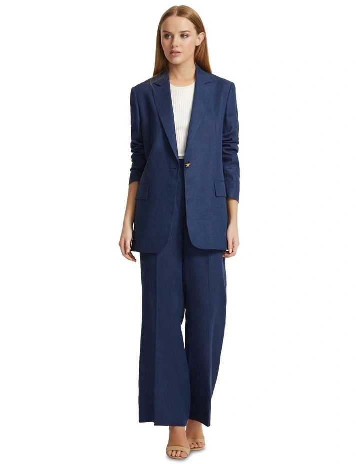 Lauren Linen Wide Leg Pants in Indigo Blue image 5