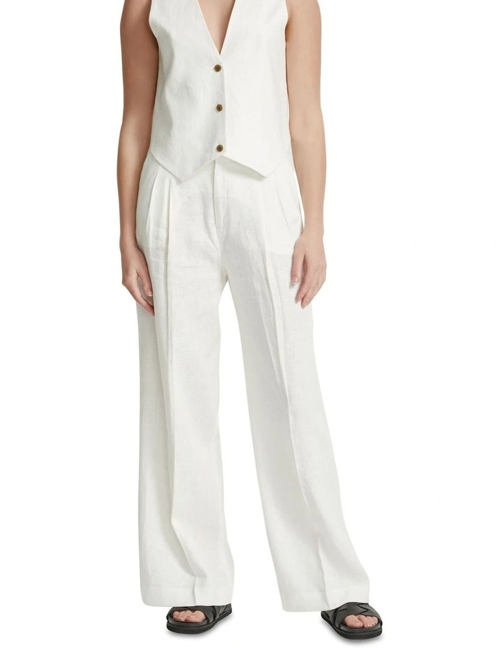 Sonia Linen Wide Leg Pants in Ivory image 1