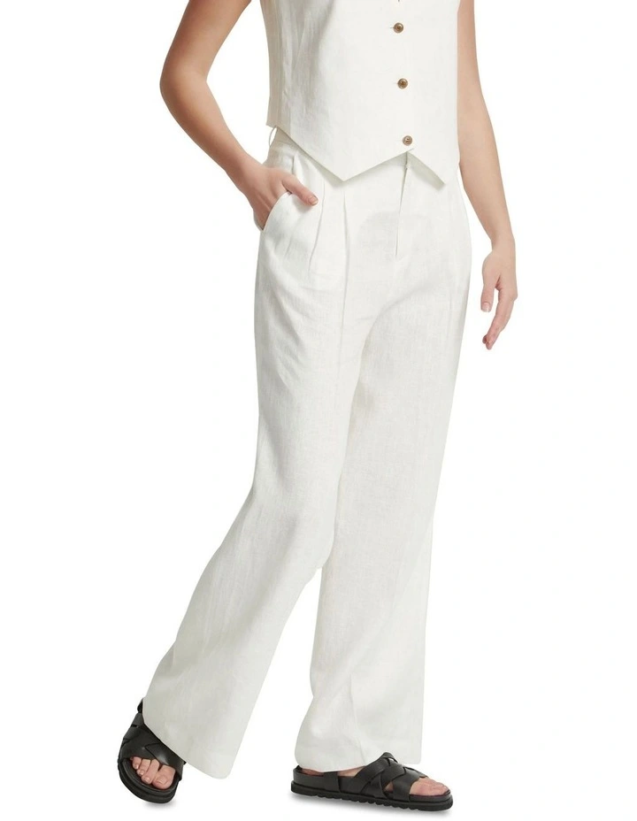 Sonia Linen Wide Leg Pants in Ivory image 2