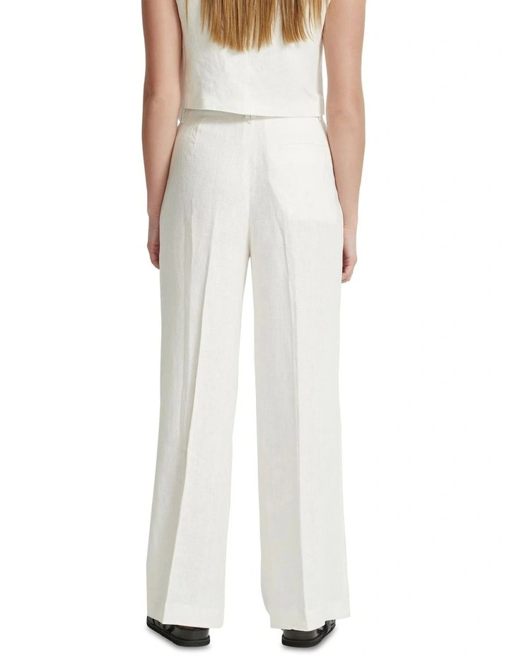Sonia Linen Wide Leg Pants in Ivory image 3