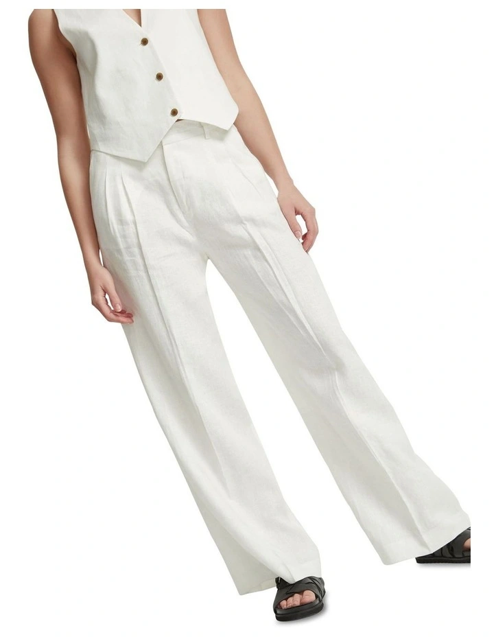 Sonia Linen Wide Leg Pants in Ivory image 4