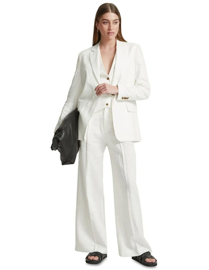 Sonia Linen Wide Leg Pants in Ivory image 5