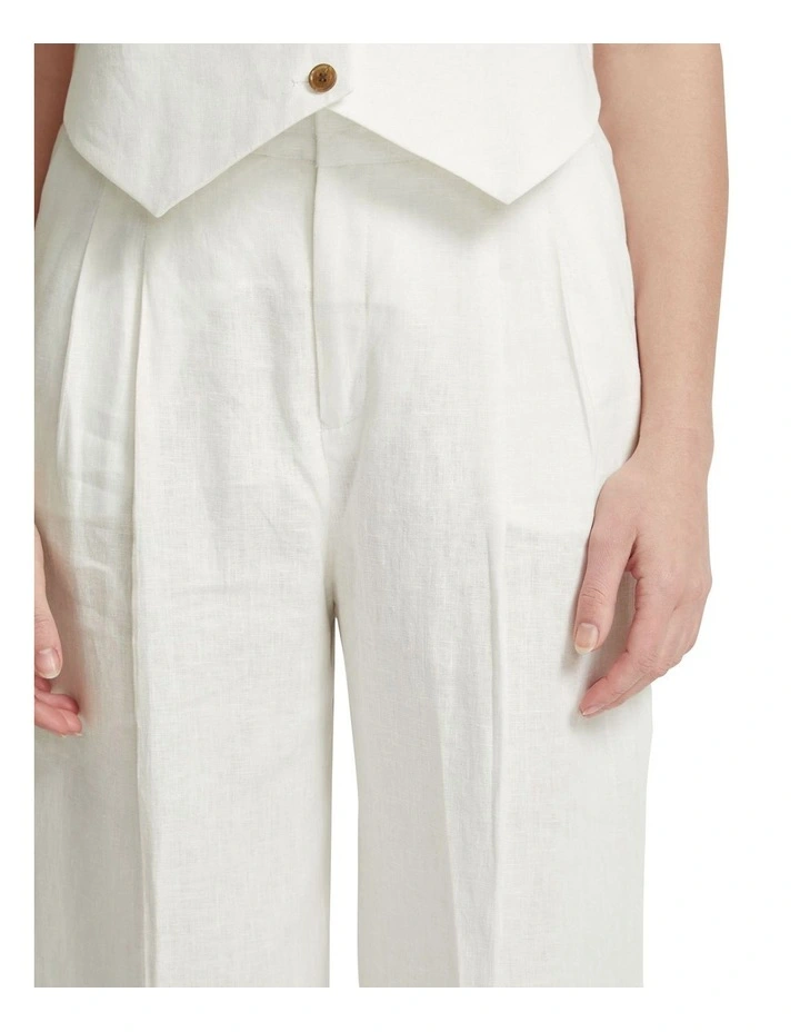 Sonia Linen Wide Leg Pants in Ivory image 6