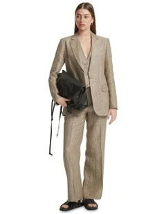 Willow Linen Pinstripe Blazer in Nutshell