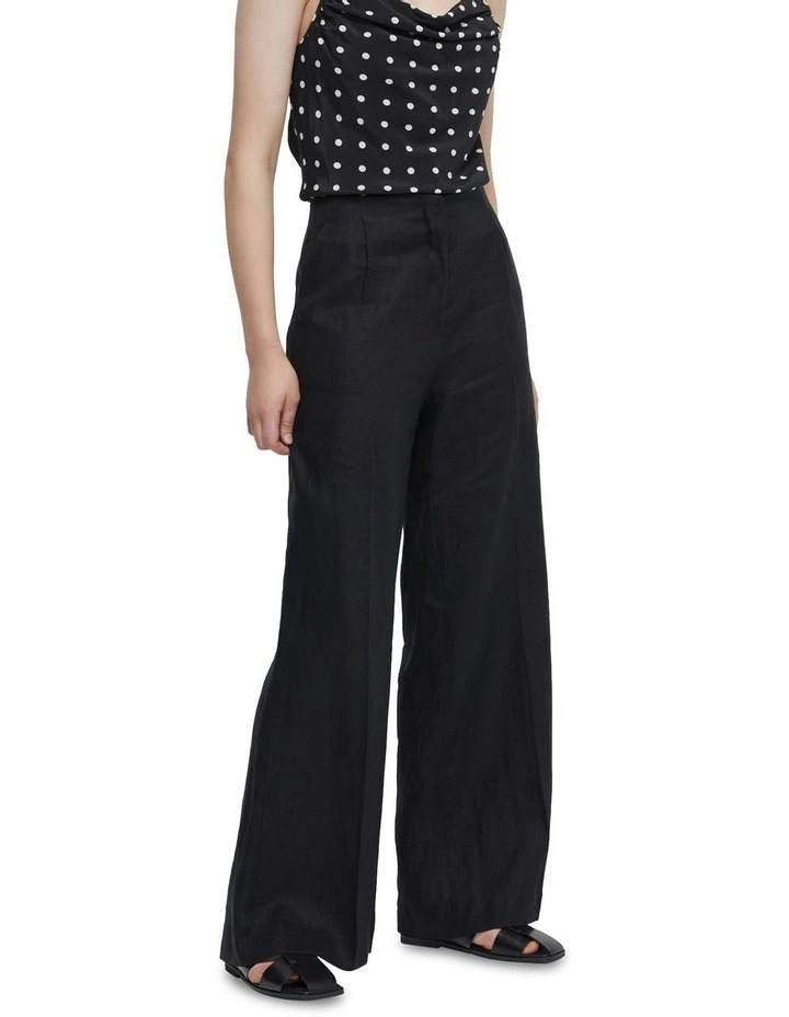 Sage Linen Wide Leg Pants in Black image 2