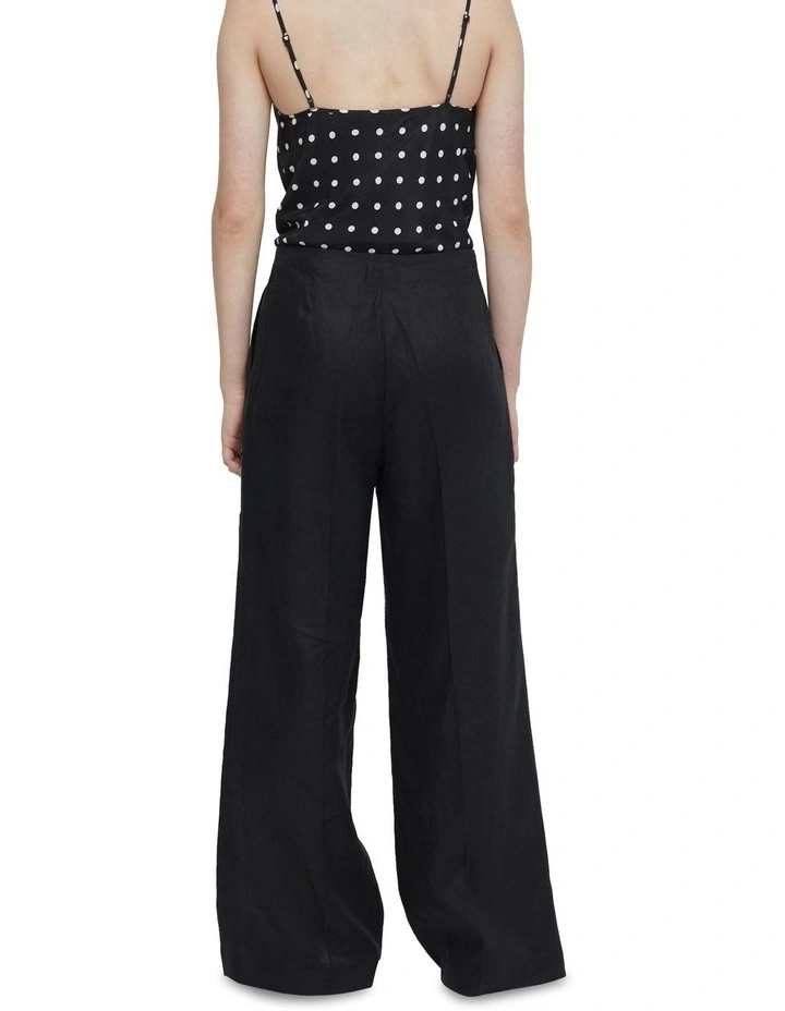 Sage Linen Wide Leg Pants in Black image 3