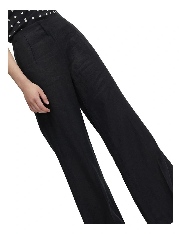 Sage Linen Wide Leg Pants in Black image 4