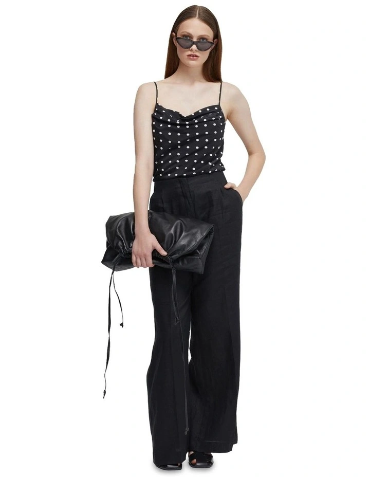 Sage Linen Wide Leg Pants in Black image 5